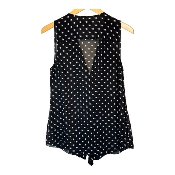 Theory Polka Dot Sleeveless Ruffle Top - Picture 4 of 5